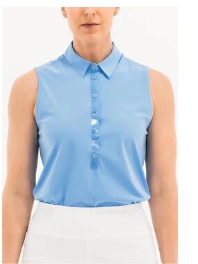 Foray Golf Light Blue Sleeveless Button-Front Polo size M